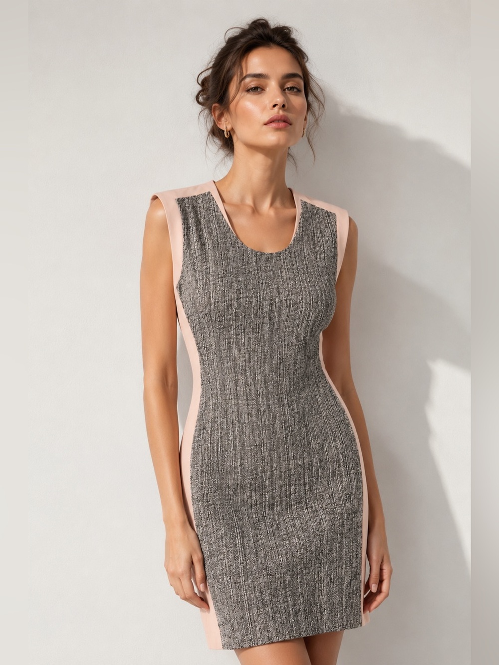 Diane von Furstenberg DVF Silk Tweed Colorblock Sheath Dress Size 0